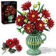 thumbnail image 1 of Building Block Toy PLAXSOON Dahlia Flowers con jarrón, 1482 unidades, 1 of 9