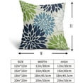 thumbnail image 5 of Blue Green White Flower Pillow Covers 18x18 Inch Set of 2, Dahlia Colored Floral Line Pattern Decorative Throw Pillowcases Outdoor Farmhouse Cushion Covers Spring Summer Holiday Sofa Couch Bed Decor, 5 of 6