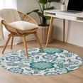 thumbnail image 5 of Round Rugs 4 Ft, Teal Paisley Pattern Non Slip Area Rugs for Kitchen Bedroom Entryway, Boho Ethnic Floral Traditional Washable Carpet Runner Rug Floor Mats for Bedroom Home Decor, 5 of 9