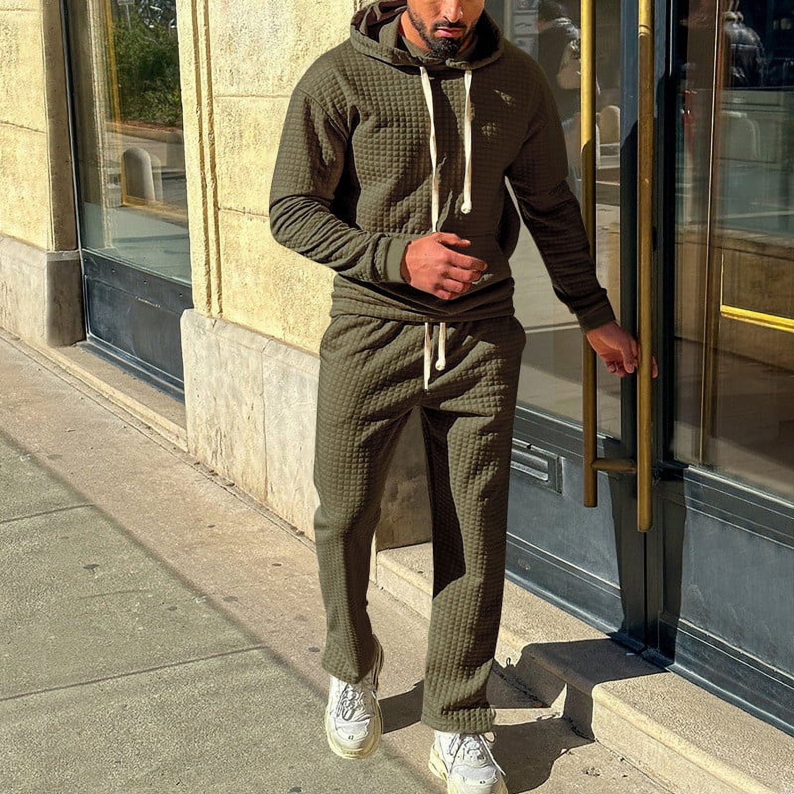 GHSOHS Sequin Blazer Suits for Men Sweatsuits Set Piece Hoodie