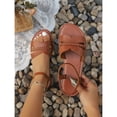 thumbnail image 5 of Domuza Women'S Fashion Casual Round Toe Flat Sandals With Woven Design Comfortable Brown 7（EU-38）, 5 of 6