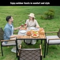 thumbnail image 2 of Outdoor Dining Set, 5-piece Outdoor Patio Furniture Table and Chairs Cushioned, Hollow Rattan Dining Table Set for 4, Bold Metal Frame, Acacia Woodtop, Umbrella Hole, 2 of 10