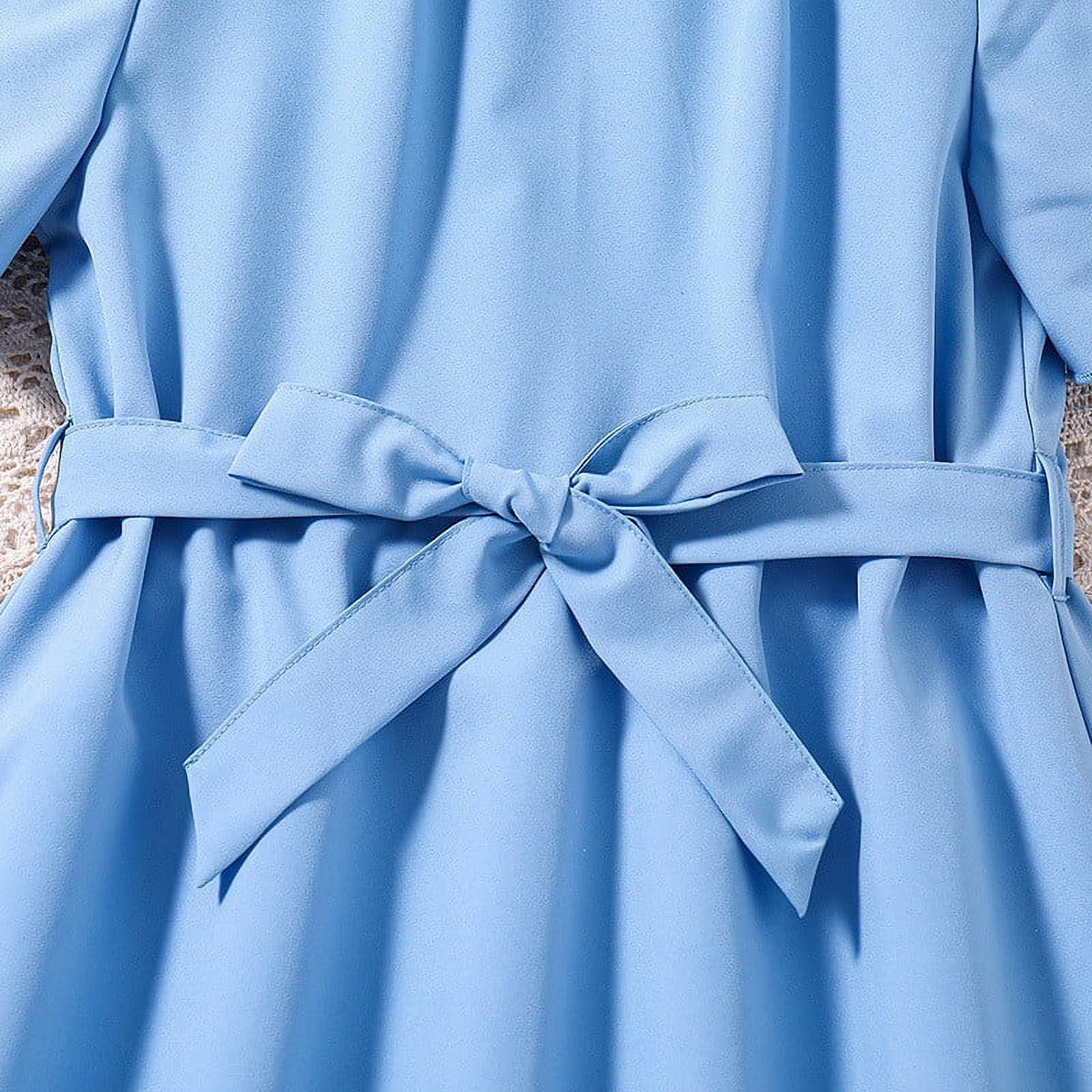 Big Kid Girl Dress Little Girls Easter Dress Toddler Girls Short Sleeve Solid Dress Dance Party Dresses Clothes Girls Clothes Blue 11 12 Years