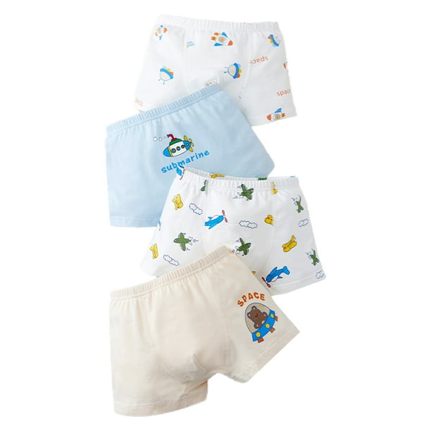 Calzoncillos tipo boxer de algodon suave para nino pequeno Conjunto de 4 piezas de calzoncillos para nino con estampado de dibujos animados Altura recomendada 95 105 cm Bodega Aurrera en linea