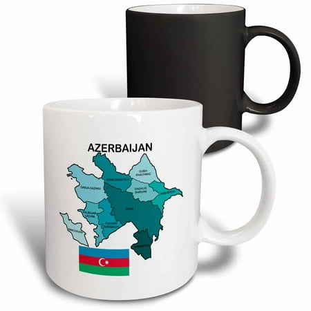 

3dRose The flag and map of Azerbaijan with all the economic regions labeled. Magic Transforming Mug 11oz