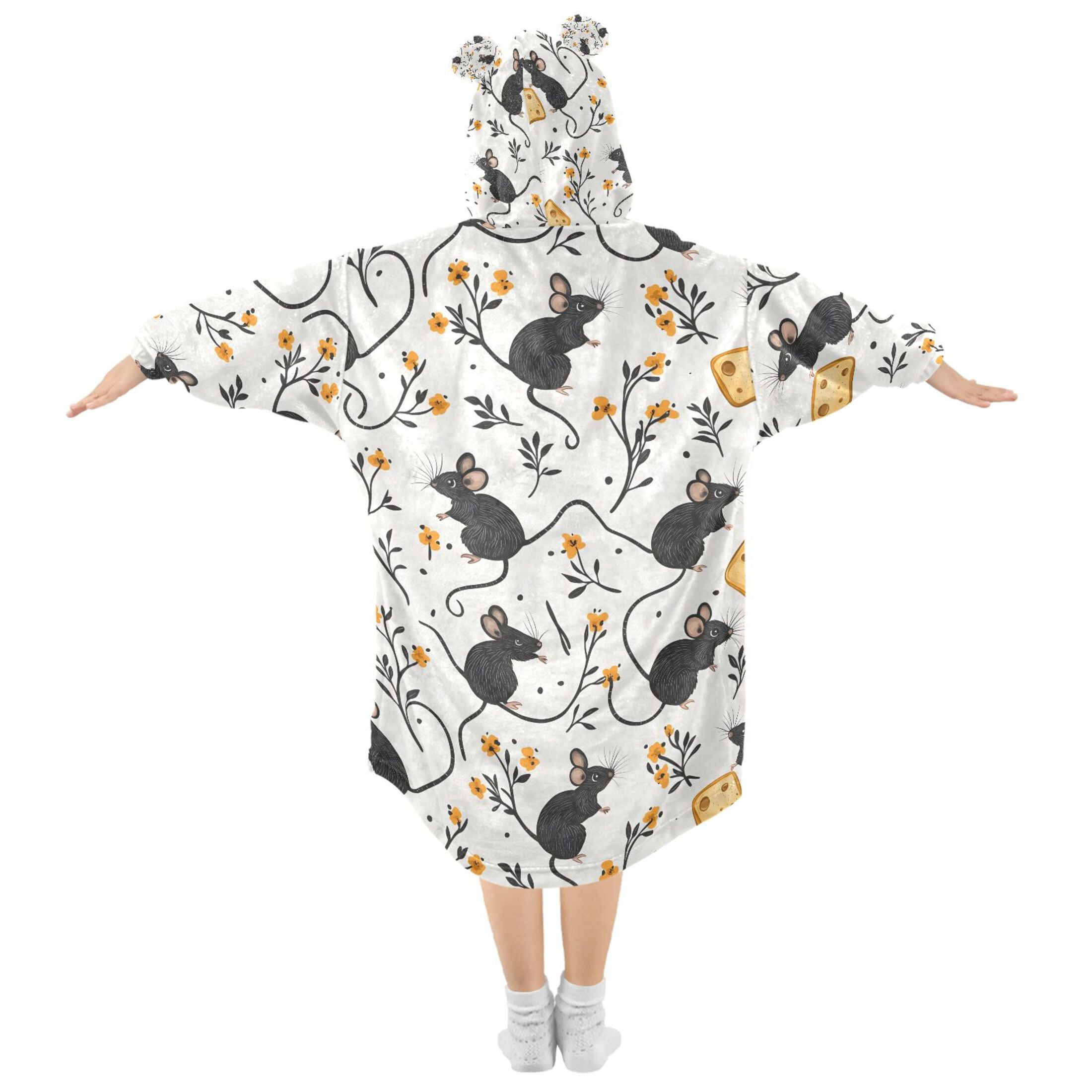 joogoo Wearable Blanket Hoodie for Cute Mouse Rat Oversized Sherpa Hooded 3-14 YR M