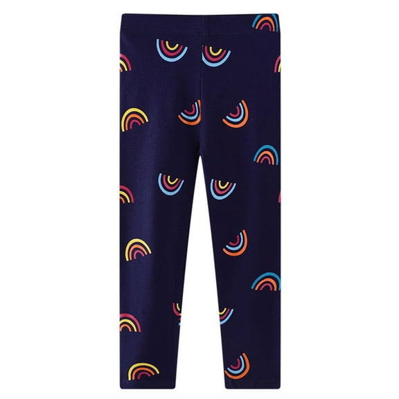 Tiijoy Toddler Girls Straight Fit Pants Rainbow Print Cotton Knitted Trousers, Sizes 1-2