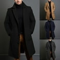 thumbnail image 4 of CENL Long Warm Black Trench Coat Men Single Breasted Luxury Wool Blends Overcoat Top, 4 of 9