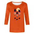 thumbnail image 4 of Heisall Women's Spring Autumn Tops 3/4 Sleeve Round Neck Casual Fashion Blouses Orange Festival Print Shirts, 4 of 4