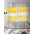 thumbnail image 3 of Gray Yellow Sheer Curtains for Living Room Bedroom, Light-filtering Sheer Curtain, Color Block Retro Rod Pocket Voile Window Treatment Drapes, 52’’Wx96’’L, 2 Panels Set, 3 of 7