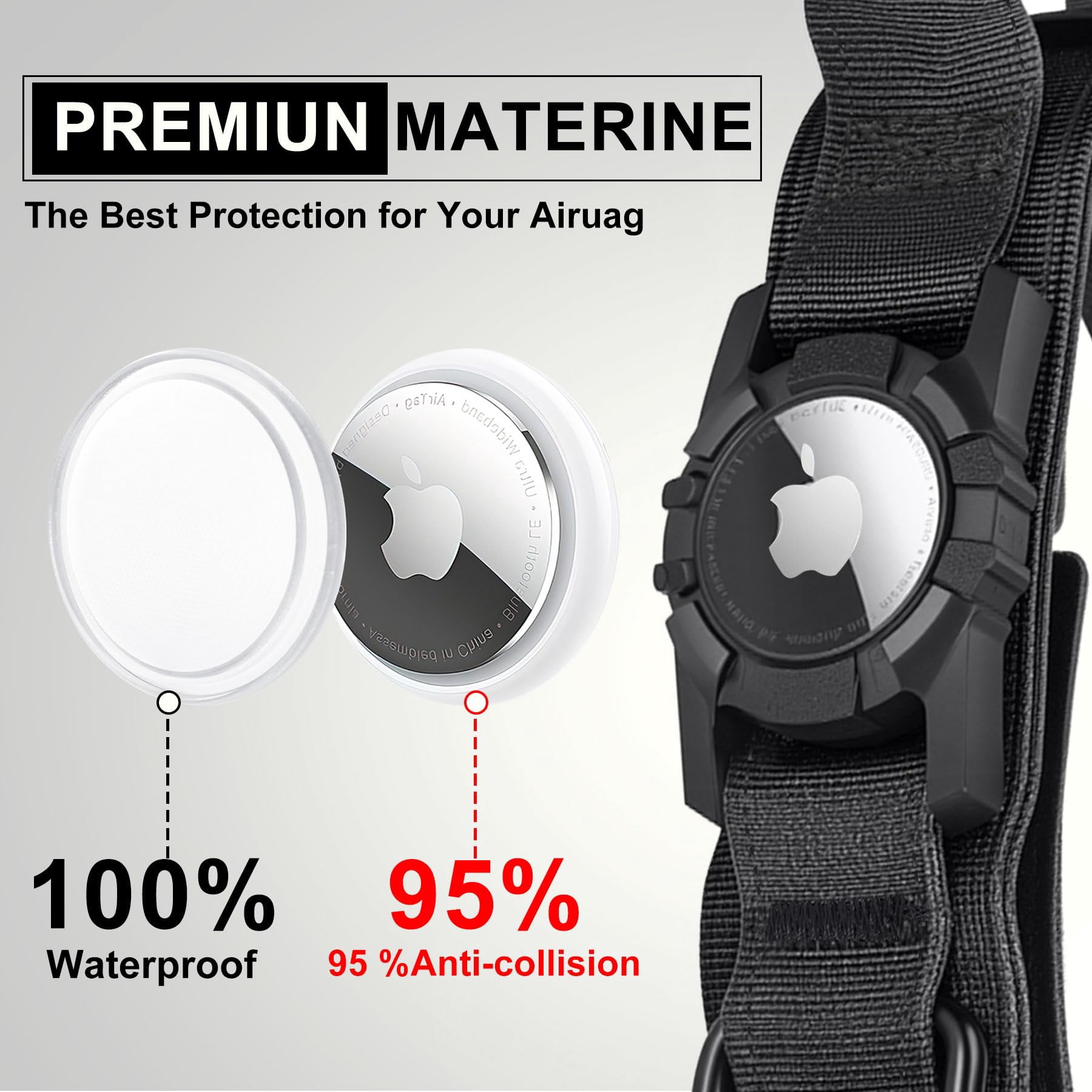 Waayee X-Large Tactical Airtag Compatible Dog Collar with Control Handle