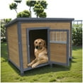 thumbnail image 2 of 45"large solid wood dog house, waterproof PVC plastic roof, breathable wooden doors, 2 of 6