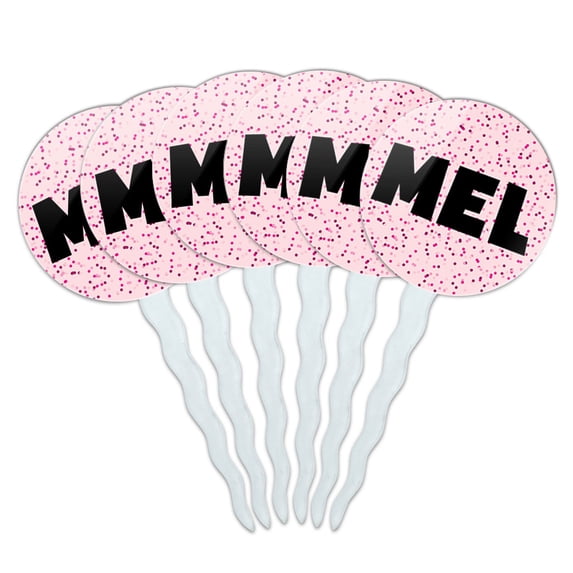 Mel Cupcake Picks Toppers - Set of 6 - Pink Speckles