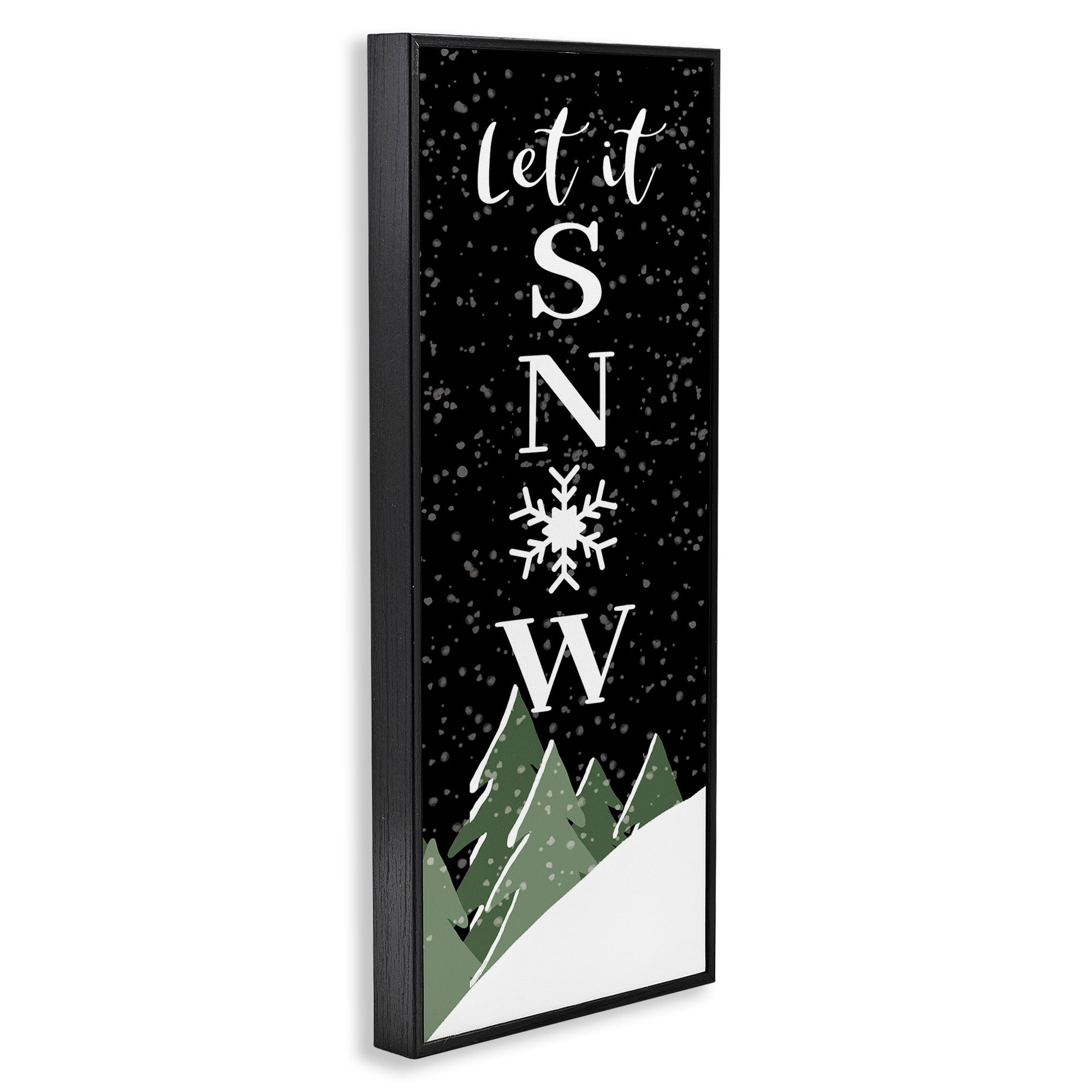 Let It Snow Winter Hilltop Fir Trees Saying Inspirational Graphic Art Framed Art Print Wall Art