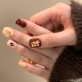 thumbnail image 5 of Fashion Detachable Gold Slices Little Bear Leaf Full Cover Nail Tips False Nails Fake Nails Short Round R826, 5 of 8
