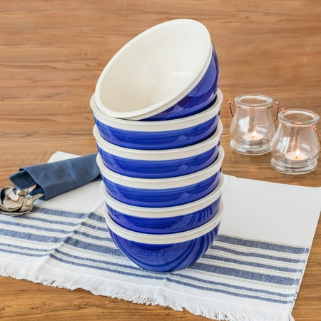 Garden Bowl - Better Homes and Gardens Indigo Swirl Bowls, Blue, Set of 6