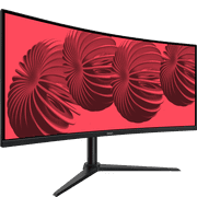 onn. 34 WQHD (3440 x 1440p) 200Hz Bezel-Less Gaming Monitor, Curved 1500R, 1ms, with 1.85m HDMI & DP Cable, SPK, Black