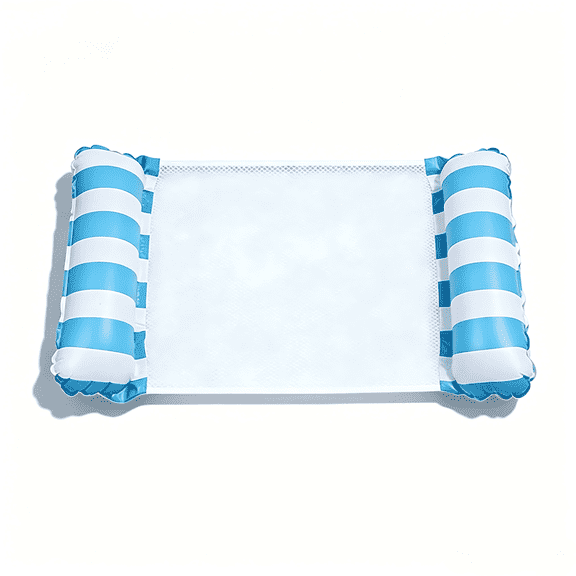 Bizaura Inflatable 4βinβ1 Water Hammock Pool Float, BlueβWhite Stripe MultiβPurpose Lounger for Pool, Lake and Beach Summer Relaxation