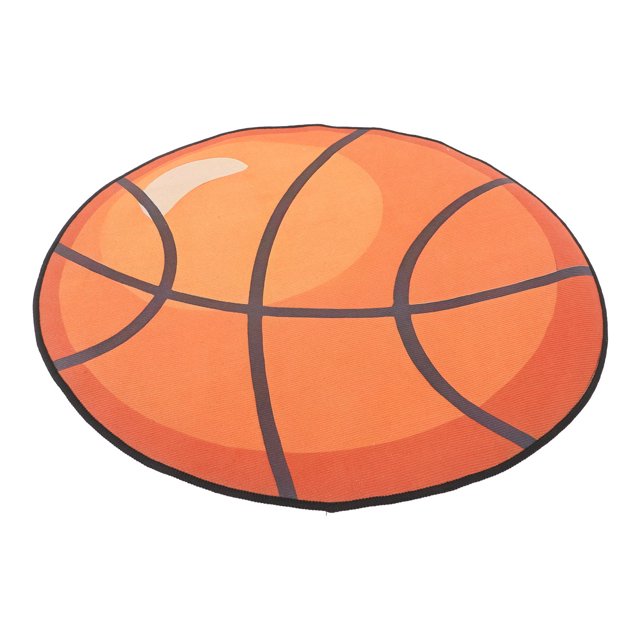 FONDOTIN Under Chair Floor Protector Basketball Rug Round Orange Crystal Velvet 1Pcs Sleek Design