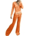 thumbnail image 2 of Summer Savings!Velvet Tracksuits for Women Set Long Upper, Velour Sweatsuits Womens Tracksuit 2 Piece Wide Leg Pant,Women's Solid Velvet Tracksuit Set Zip Up Hooded Sweatshirts Pants Running Outfit, 2 of 8