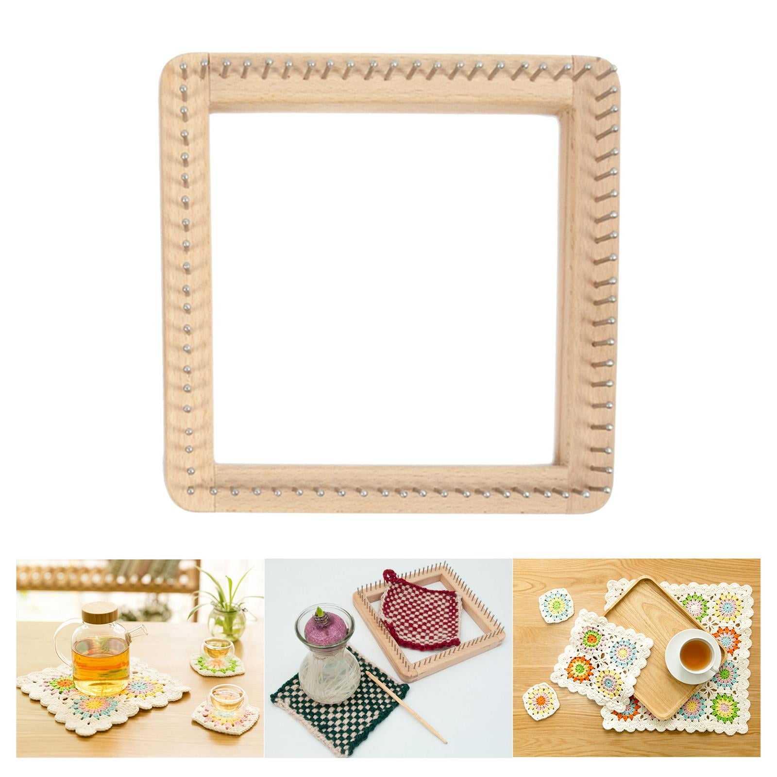 FVDPWYE Square Knitting Wood Tools Board Weaving DIY for Scarf Hats Sock 20x20cm