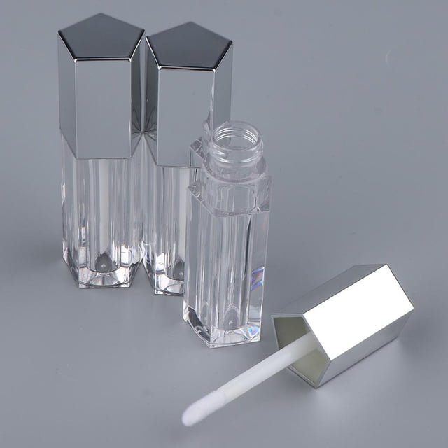 3 uds 5ml claro vacío brillo de tubos de aceite lápiz labial recargables Mini muestra Plata shamjiam Tubo de brillo de labios vacío