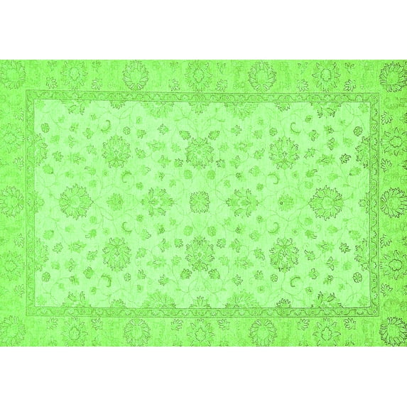 Ahgly Company Indoor Rectangle Oriental Green Traditional Area Rugs, 7' x 10'