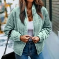 thumbnail image 2 of Manxivoo Winter Coat Ladies Solid Color Zipper Corduroy Filled Cotton Stand Collar Casual Jacket Breadwear Puffer Jacket Womens Mint Green, 2 of 7