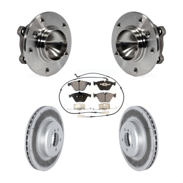 Transit Auto Front Hub Bearing Assembly Coated Disc Brake Rotors and Ceramic Pads Kit for Car 2012 BMW 335i Convertible Coupe with Blue Painted Calipers 370mm Diameter Rotor KBB-122828