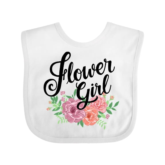 Inktastic Flower Girl Hand Lettering with Flowers Illustration Girls Baby Bib