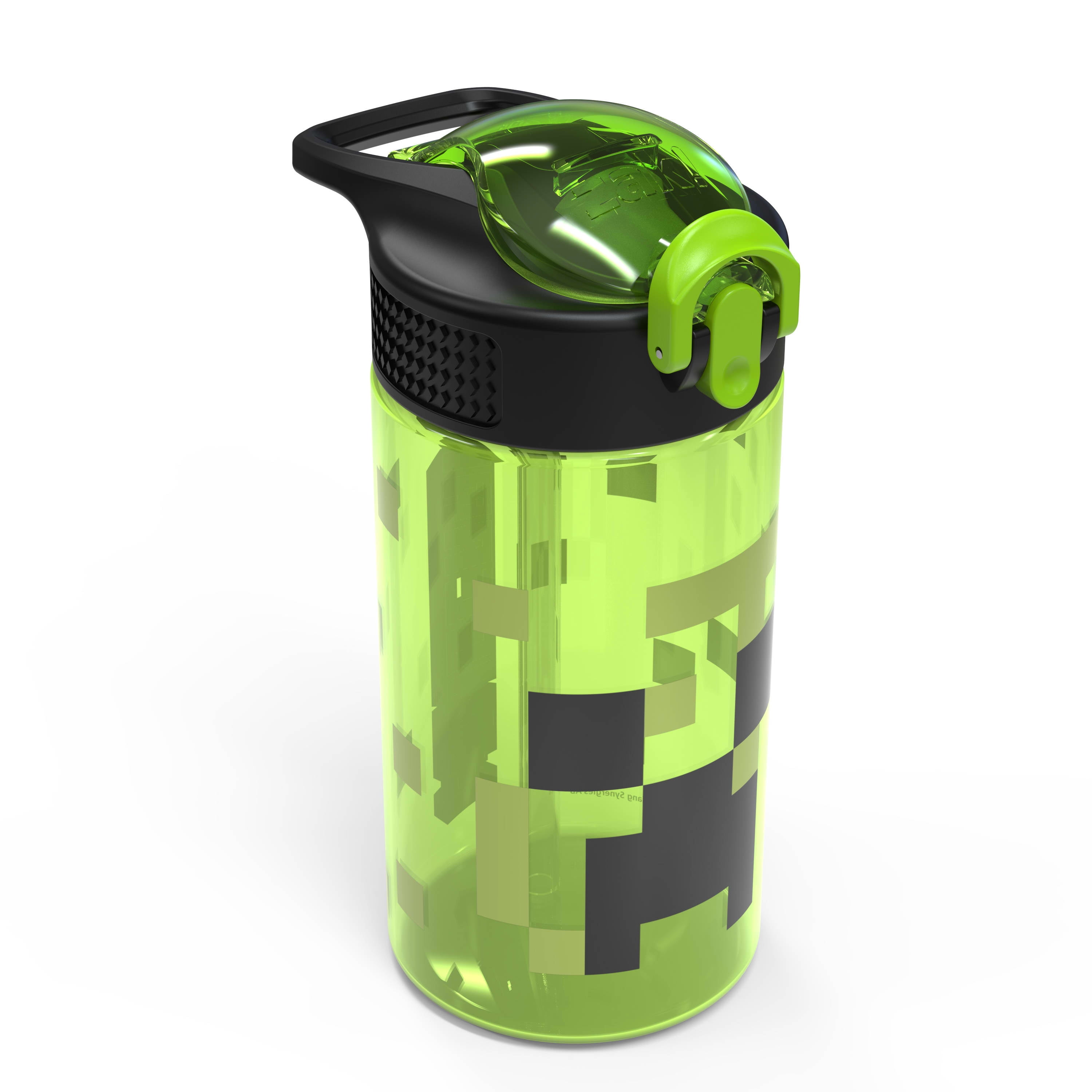 Zak Designs 16 oz Green and Black Plastic Water Bottle with Straw and Flip-Top Lid