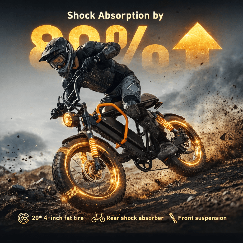 20'' Fat Tire E-Mountain Bicycle for Adults, Peak 750W Motor Electric Bike, 48V 15Ah 30MPH 7-Speed Ebike UL2849