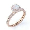 thumbnail image 4 of JeenMata 1.5 Carat Round Blue Opal and Pave Moissanite Engagement Ring Set in 18K Rose Gold over Silver, 4 of 7