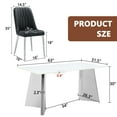 thumbnail image 5 of Miekor Furniture Dining Table and chairs set. 63"x31.5x30" Luxurious Snow Mountain Patterned Sintered Stone Table with Silver Metal Butterfly Legs.Paired With 6 Black Chairs 04186, 5 of 16