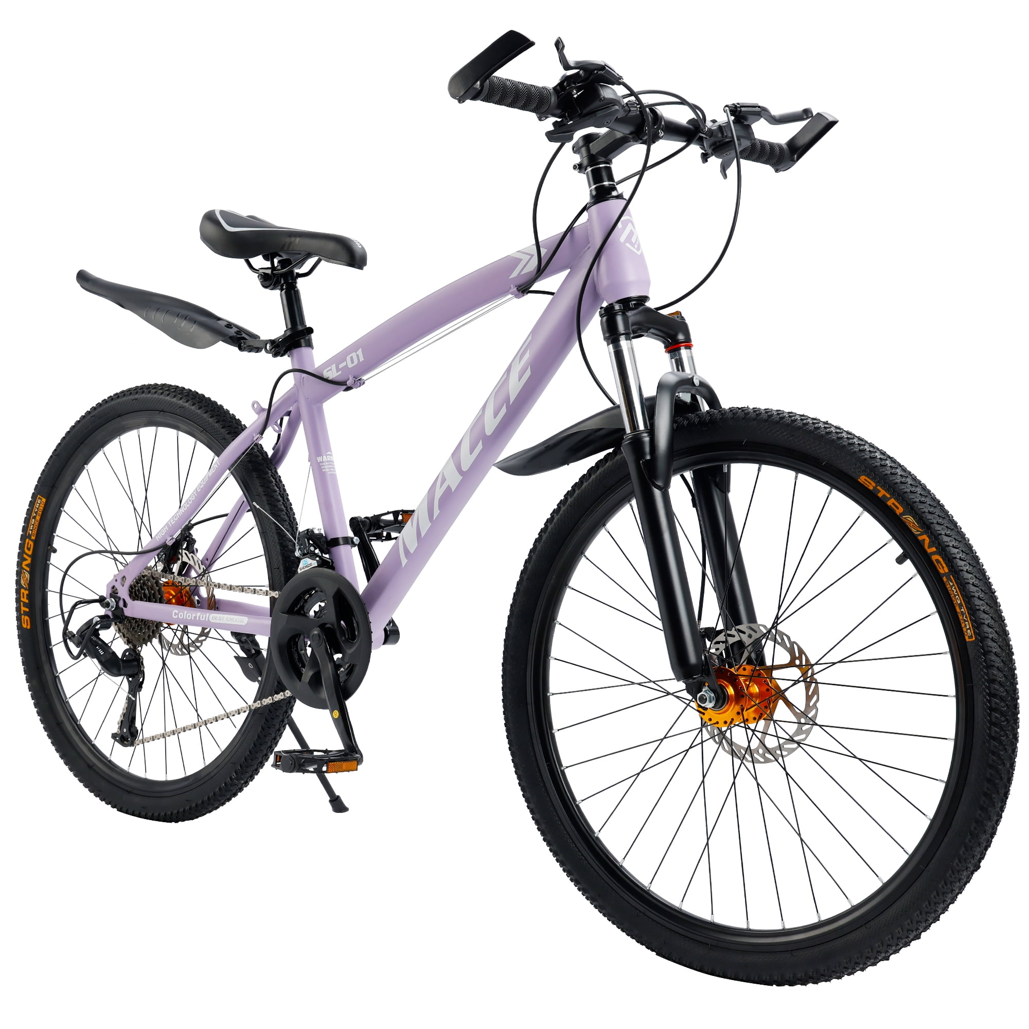 26/27.5 inch Mountain Hardtail Mountain Bike for Men/Women, 27 Speed Twist Shifting, Front Suspension, Comfort Saddle, Purple/Black/White