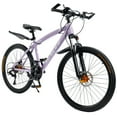 thumbnail image 2 of 26/27.5 inch Mountain Hardtail Mountain Bike for Men/Women, 27 Speed Twist Shifting, Front or Dual Suspension, Comfort Saddle, Purple/Black/White, 2 of 11