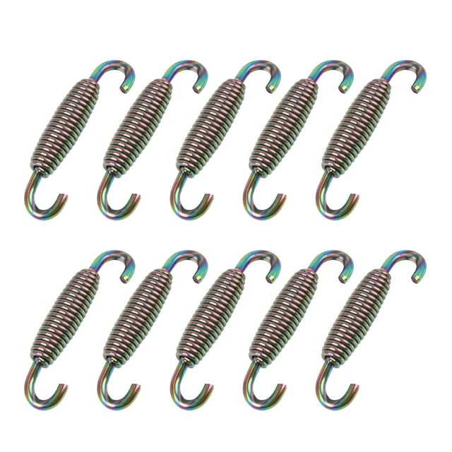 Unique Bargains 10pcs 60mm Multicolor Motorcycle Exhaust Pipe Stainless Steel Swivel Springs Hook