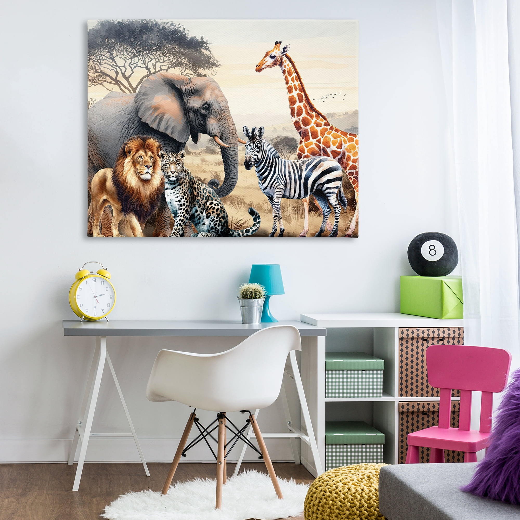 Stupell Industries Grouped Jungle Animals Animals Painting Wrapped Canvas Art Print Wall Art, 48 x 36