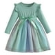 thumbnail image 1 of Odeerbi Niñas Lentejuelas Vestido Tul Arco Iris Primavera Otoño Vestido Manga Larga Lazo Cuello Redondo Malla Splicing, 1 of 4