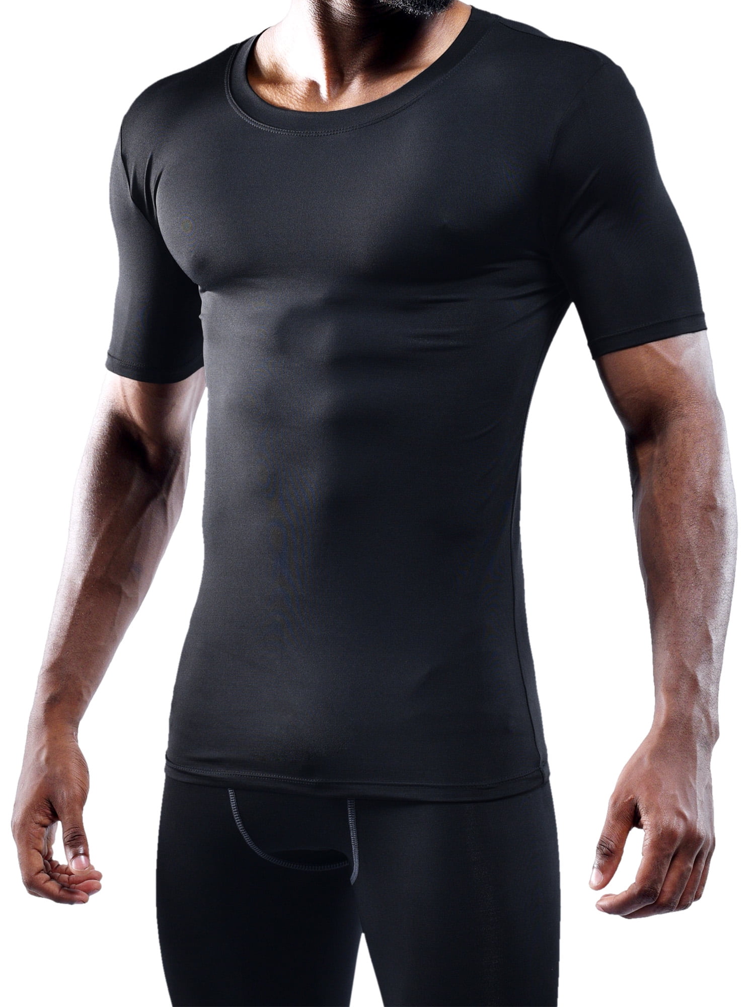 NELEUS Men's Compression Shirt Athletic Tight Tops Base Layer Short Sleeves 3 Pack,Black,US Size M