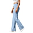thumbnail image 5 of UKHCCC Plus Size Women's Yoga Pants Flared with Pockets High Waisted Solid Trousers Casual Workout Lounge Bootcut Stretchy Cotton Soft Comfortable Daily Activewear S-2XL, 5 of 9