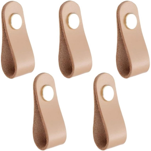 5 piezas de cuero de PU manija de gabinete tirador de cajón perillas de puerta de un solo orificio con tornillos para armario maleta armario sala de estar estudio cocina