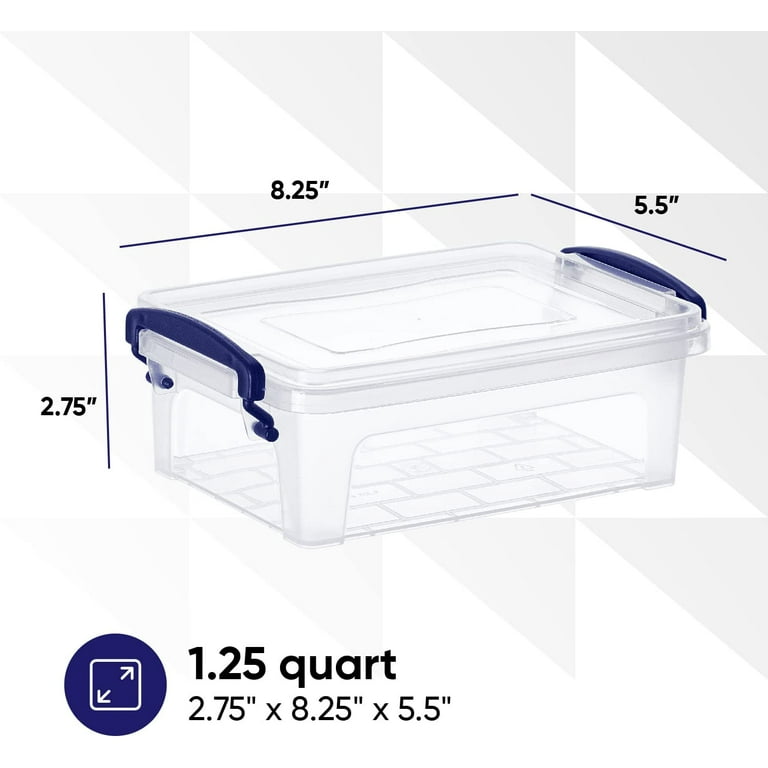 Superio Clear Storage Bins with Lid Stackable Plastic Deep Storage Latch  Box with Snap Lock Closure (3 Quart)