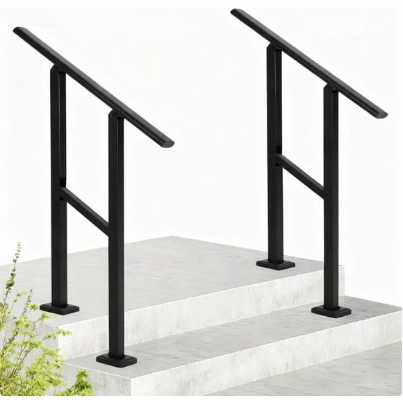YUSAZENS 2 Pack 2 Step Composite Stair Handrail, Heavy Duty Outdoor Step Railing for Porch Deck Entryway Safety Guard