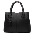 thumbnail image 3 of Bolsa bandolera con patrón de lichi elegante con asa superior de PU de mano para mujer (negro), 3 of 9