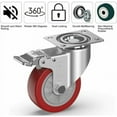 thumbnail image 4 of Shock Absorption Caster Wheels With Double Safety Brake, Heavy Duty 360 Degree Rotation Polyurethane Material Steel Housing Strong Loading Capacity Set Of 4 Easy Installation For, 4 of 5