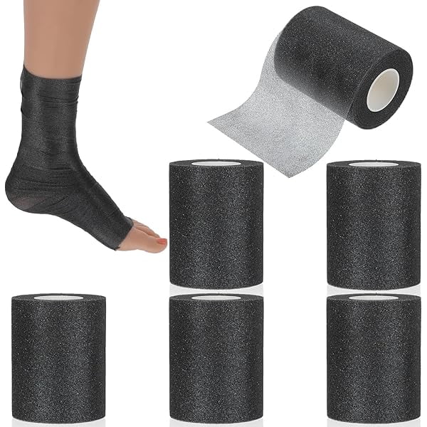wonima44 6Rolls Pre Wrap Athletic Tape Foam Underwrap for Sport, Breathable Sports Wraps Bandage Tapes, Prewrap Underwrap Bandage for Wrists Elbows Knees Ankles Soccer, 2.75 Inches x 30 Yards, Black