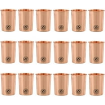 Copper Water Drinking Glass Set of 24 Ayurvedic Health Tumblers Copper Cups 10.14 Oz (300 ml) Plain