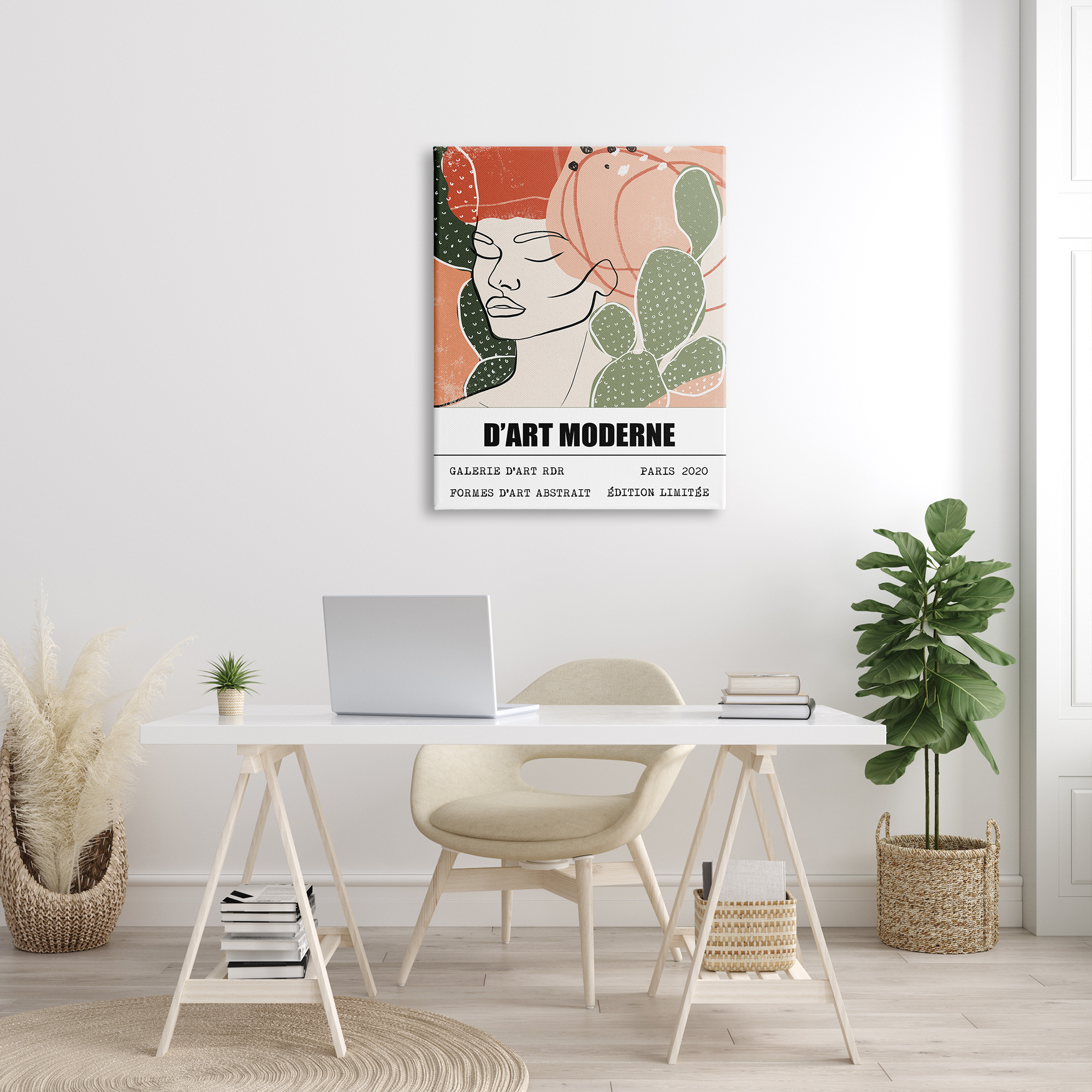 Stupell Industries Parisian Modern Abstraction Woman's Face Green Cactus, 30 x 40, Designed by Ros Ruseva