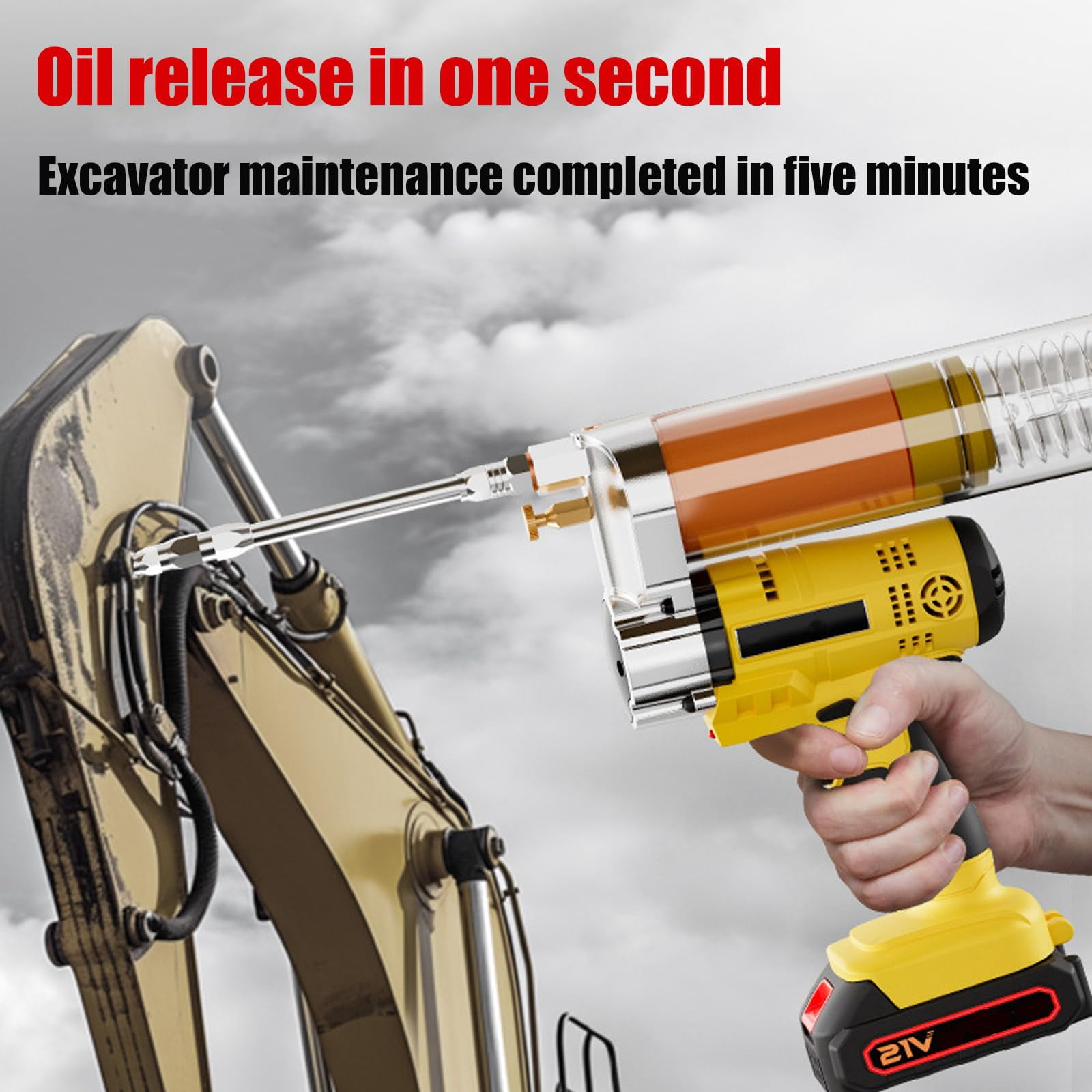 Cordless Grease Gun Compatible, Brushless 6000-7000 PSI Electric High Pressure Grease Gun, With 30cm High Pressure Hose, Comfortable Handle And Built-in LED Light, For Including Factories